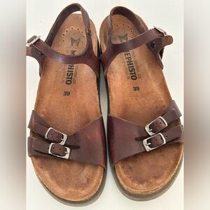 Excellent! Womens MEPHISTO Air Relax Genuine Leather Cork Sandals sz 39 US 9